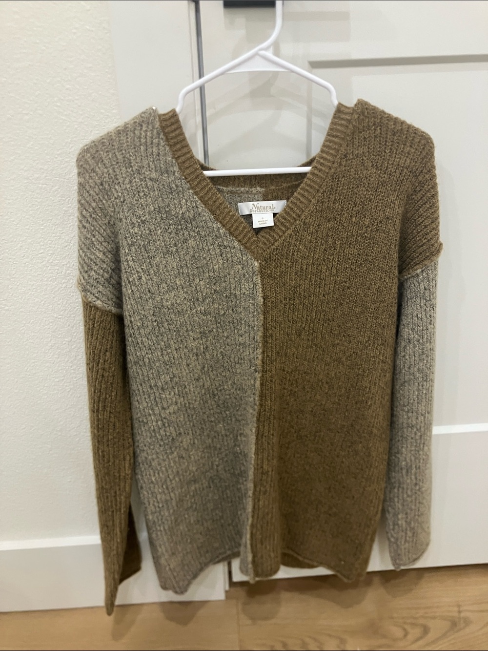 V-Neck Two-Tone Brown & Taupe Sweater. Never been worn.